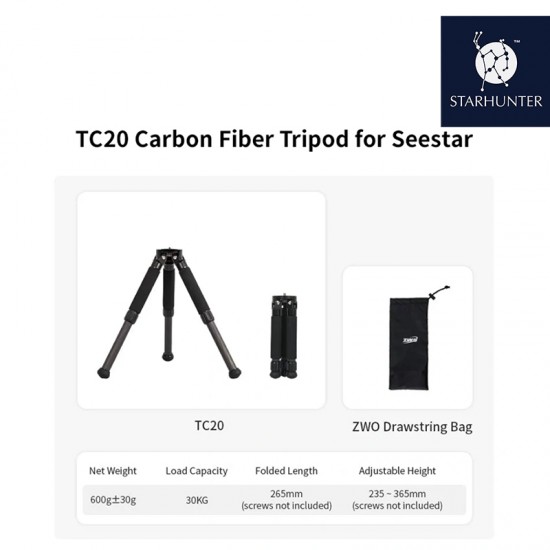 ZWO TC20 Carbon Fiber Tripod for Seestar Smart Telescopes