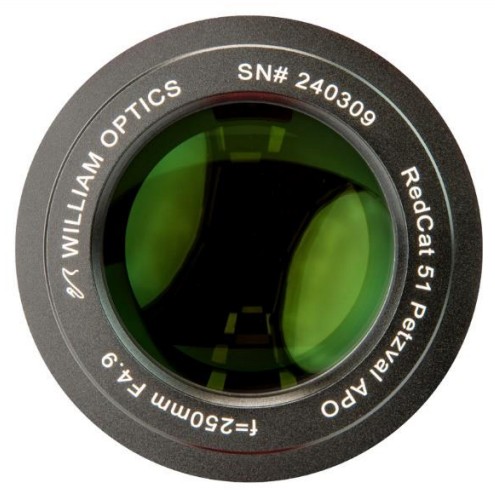Direct view of the RedCat 51 Petzval APO front lens element.